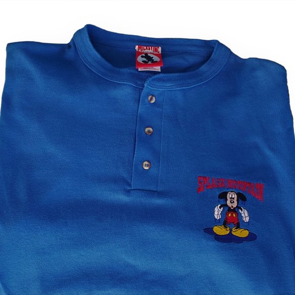 Disney Shirts Splash Mountain Vintage Henley 3 Button Tshirt Royal